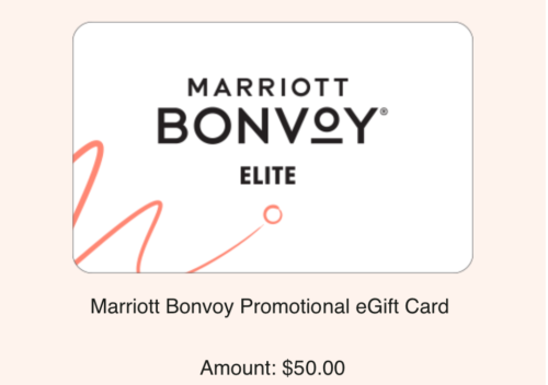 マリオットeギフトカード（Marriott Bonvoy Promotional eGift Card）$50