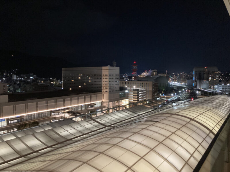 長崎マリオット、コーナースイート（キング）のバルコニーからの夜景